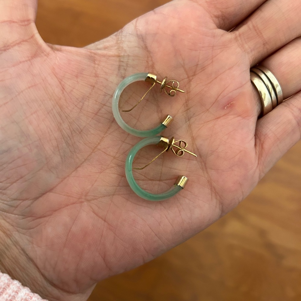 Jade and gold earrings